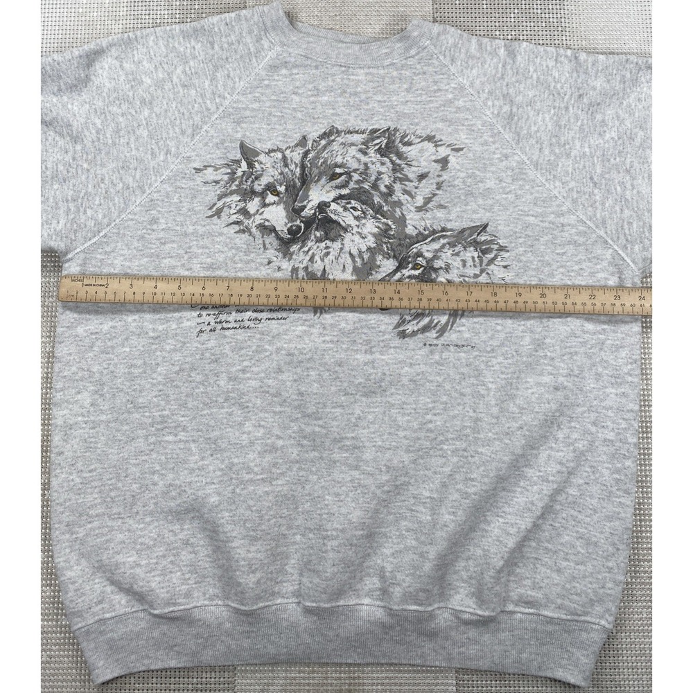 Vintage Wolf Pack Wolves Sweatshirt Crewneck Light Gray Size XXL - Picture 3 of 6